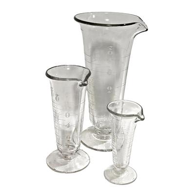 3 Antique Clear Glass Apothcary Beakers