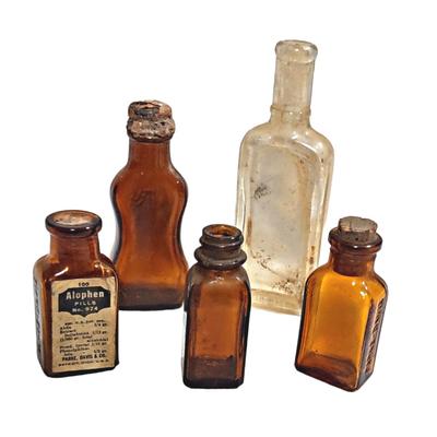 5 Vintage/Antique Small Glass Bottles (Group 2)