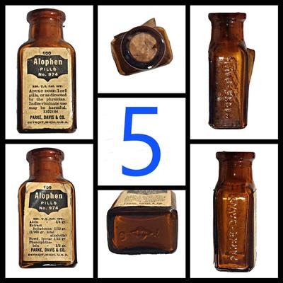 5 Vintage/Antique Small Glass Bottles (Group 2)