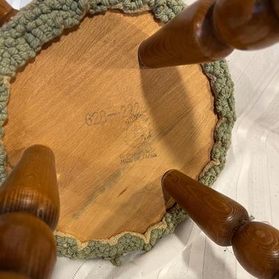 Vintage milking stool with tapestry