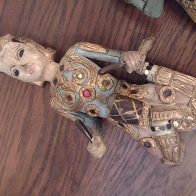 Set of Three Wood Carved Thai Indonesian Musician Figurines