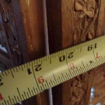 Vintage Teak Carved Wood Four Panel Room Divider