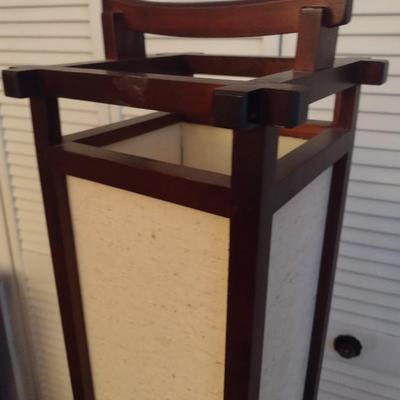 Japanese Design Floor Lantern Walnut Frame