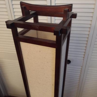 Japanese Design Floor Lantern Walnut Frame