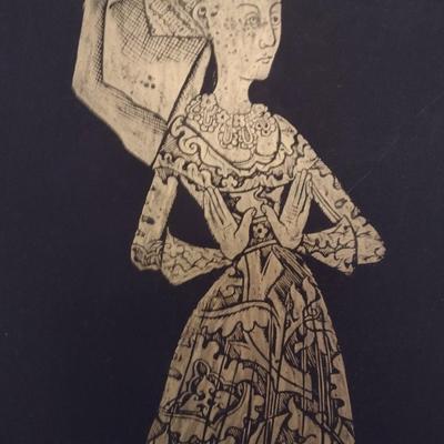 Framed Brass Rubbing Margaret Bernard Peyton 1450 Wall Decor Choice A