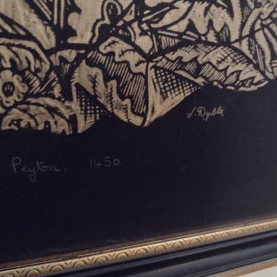 Framed Brass Rubbing Margaret Bernard Peyton 1450 Wall Decor Choice A
