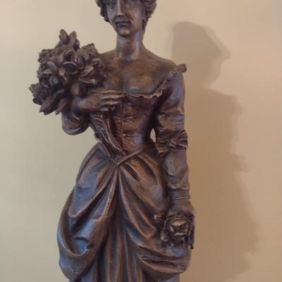 Vintage French Victorian Woman Wood Statuette