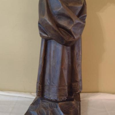 Vintage French Victorian Woman Wood Statuette