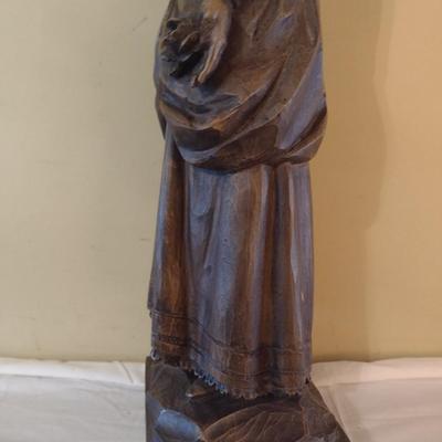 Vintage French Victorian Woman Wood Statuette