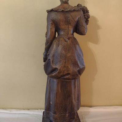 Vintage French Victorian Woman Wood Statuette