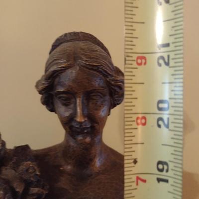 Vintage French Victorian Woman Wood Statuette
