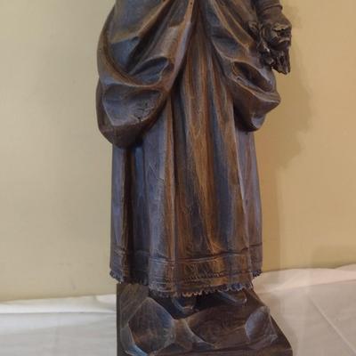 Vintage French Victorian Woman Wood Statuette