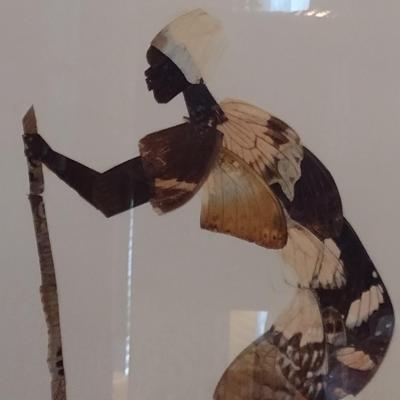 Framed Tribal Butterfly Wing Art Wall Decor