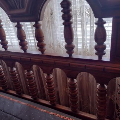 Link-Taylor Turned Wood Spindle Full Size Headboard Bed Frame and Mattress Set