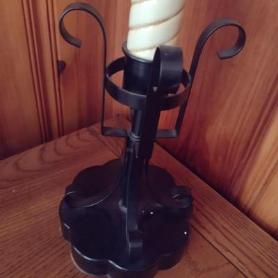 Pair of Metal Base and Post French Country Table Lamps