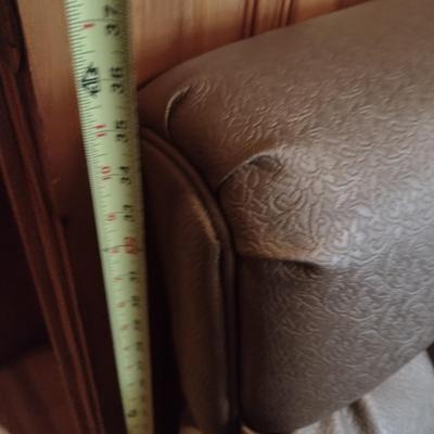 Vintage Bronze Tone Pleated Back Sitting Chair with Oversized Ottoman