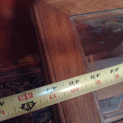 Oak Wood Sofa Table with Glass Insert Top (No Contents)