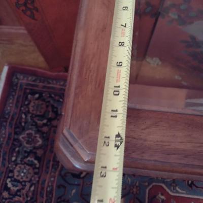 Oak Wood Sofa Table with Glass Insert Top (No Contents)