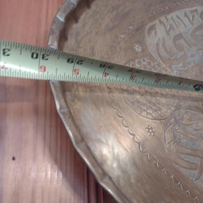 Large Brass Inscribed Oval Tray