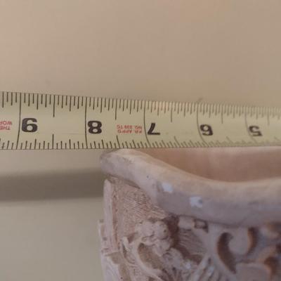 Vintage Ivory Color Japanese Resin Carved Relief Vase