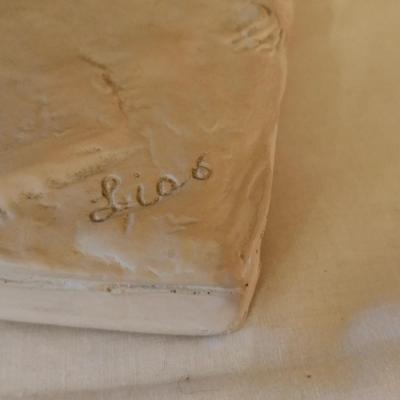 Vintage Austin Productions Resin Chalkware Asian Man Playing Instrument Statuette