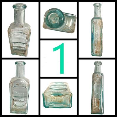 3 Antique Aqua Glass Cork Top Bottles (Group 2)