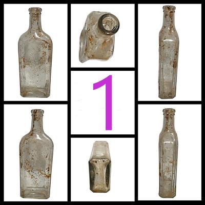 3 Large Antique Glass Cork Top Bottles