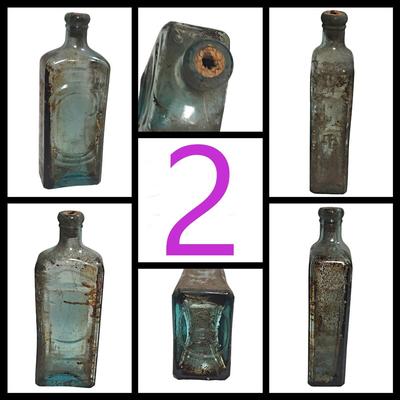 3 Large Antique Glass Cork Top Bottles