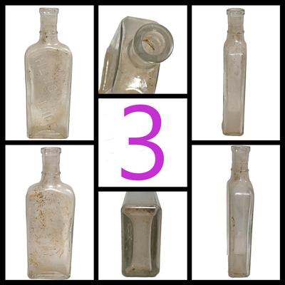 3 Large Antique Glass Cork Top Bottles