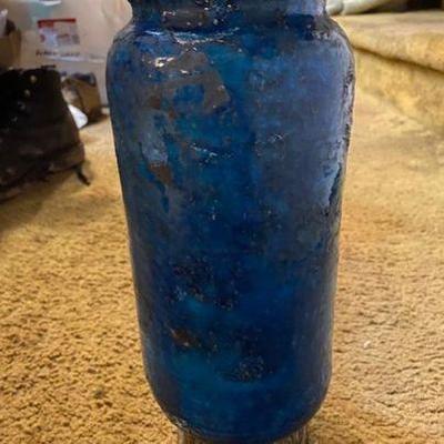 Rare Pottery Vase Blues and greens