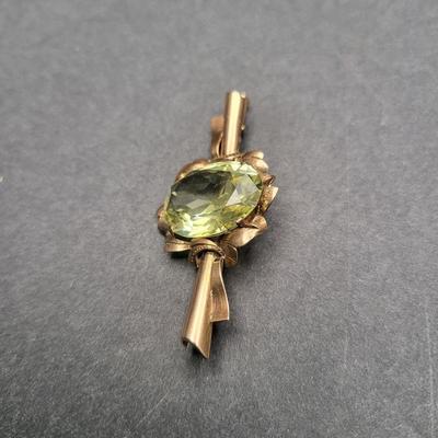 Antique Stamped T.Y.L. 14k (585) Yellow Sapphire Brooch