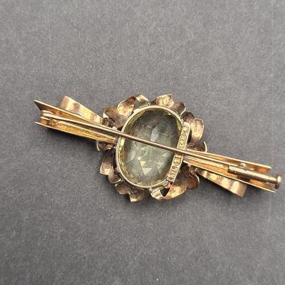 Antique Stamped T.Y.L. 14k (585) Yellow Sapphire Brooch