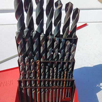 Craftsman drill bit set in metal box with level and magnet.