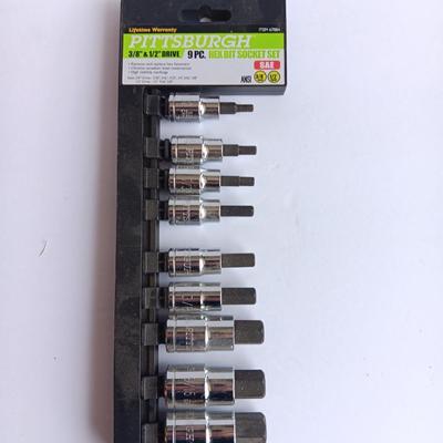 New Pittsburgh 3/8" and 1/2" 9-piece Hex bit socket set SAE