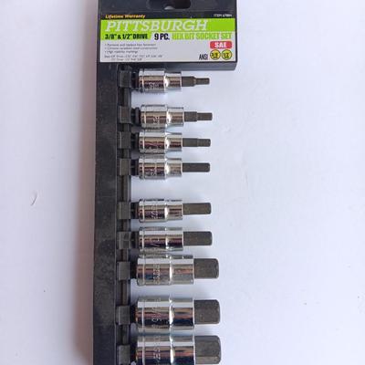 New Pittsburgh 3/8" and 1/2" 9-piece Hex bit socket set SAE