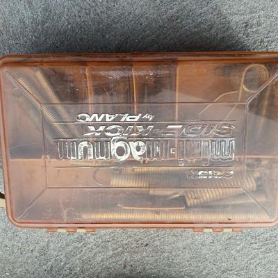 Plano plastic storage cases with an assortment of brass fittings - hose repair and springs