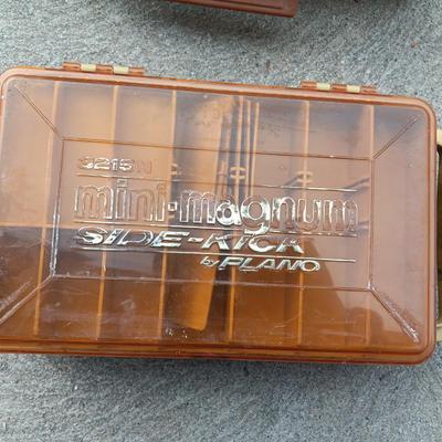Plano plastic storage cases with an assortment of brass fittings - hose repair and springs