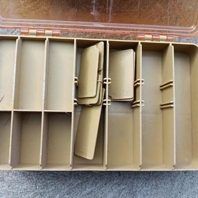 Plano plastic storage cases with an assortment of brass fittings - hose repair and springs
