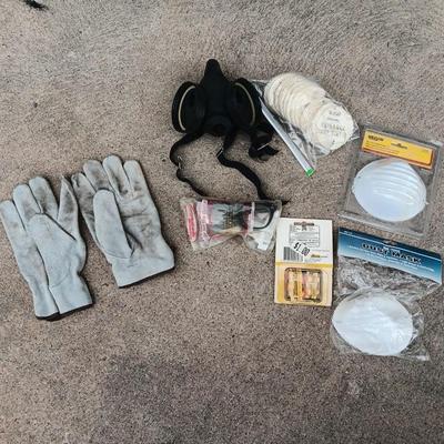 Safety gear - partial respirator - masks - work gloves - ear plugs - safety glasses