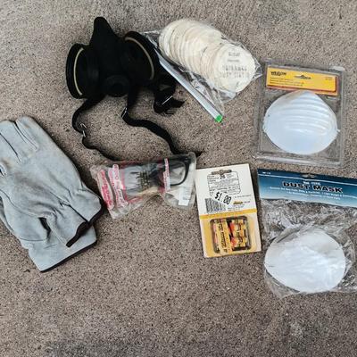Safety gear - partial respirator - masks - work gloves - ear plugs - safety glasses