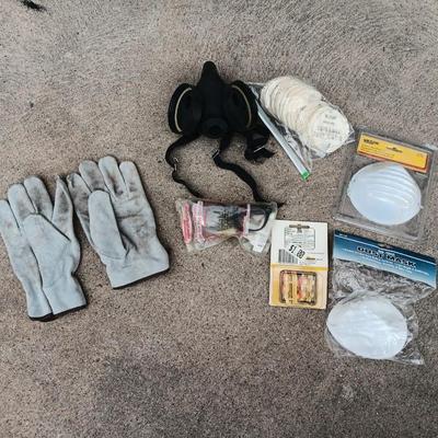 Safety gear - partial respirator - masks - work gloves - ear plugs - safety glasses