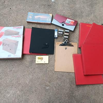 Office supplies - 3 ring binders -stamps - clipboards and more