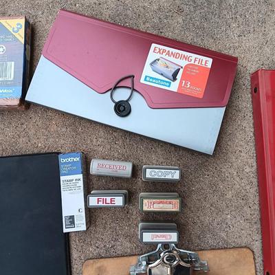 Office supplies - 3 ring binders -stamps - clipboards and more