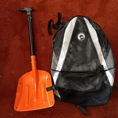 Ski-Doo pack with emergency backwoods survival shovel