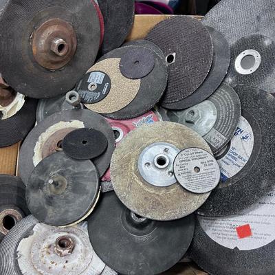 Box full of Abrasive wheels, Cut off Wheels and Sanding Discs.- Mostly New 