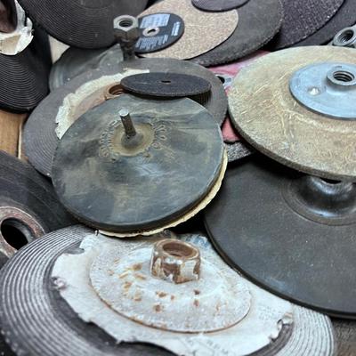 Box full of Abrasive wheels, Cut off Wheels and Sanding Discs.- Mostly New 