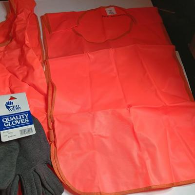 Safety / Hunting Orange vests, raincoats and new gloves