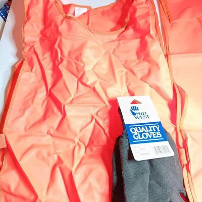 Safety / Hunting Orange vests, raincoats and new gloves