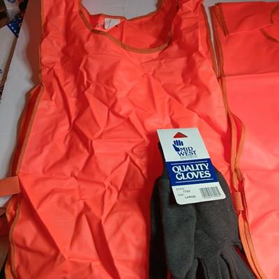 Safety / Hunting Orange vests, raincoats and new gloves