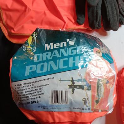 Safety / Hunting Orange vests, raincoats and new gloves